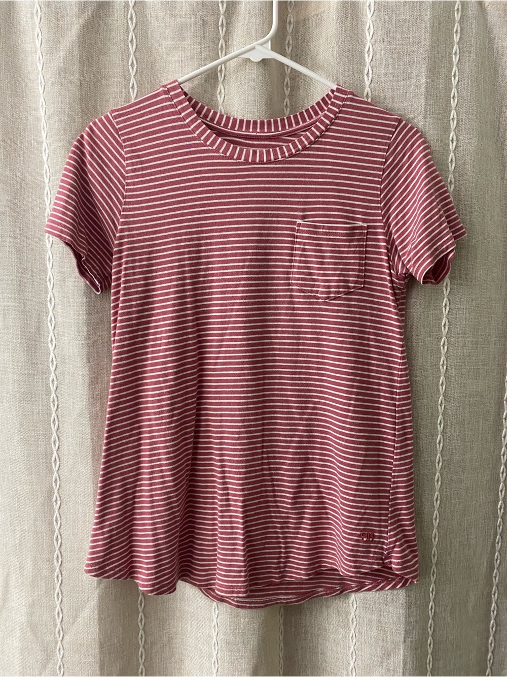 a.n.a Pink and White Striped Short Sleeve Pocket Tee